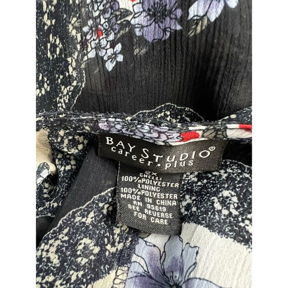 Bay Studio Career Blouse Plus Size 2X Sheer Boho V Neck Floral Lace Tunic Top - Picture 8 of 10